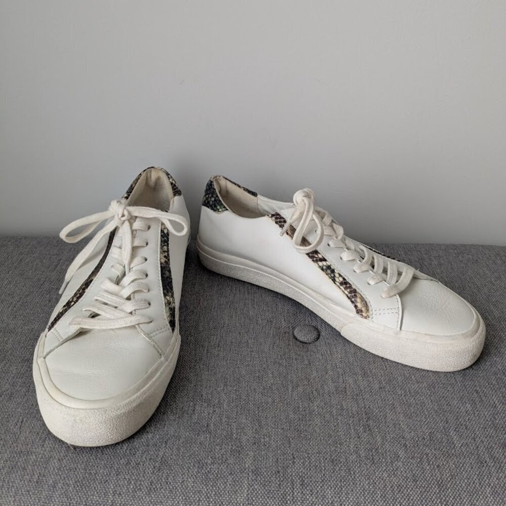 Madewell Sidewalk Low-Top Sneakers in Snake-Embossed Leather – Women's size 8